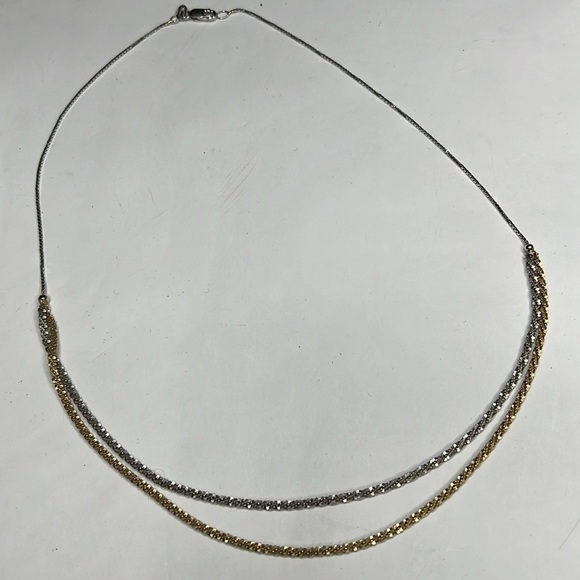 Lana 14K Yellow and White Gold Double Strand Tiered Chain Necklace - Picture 6 of 9